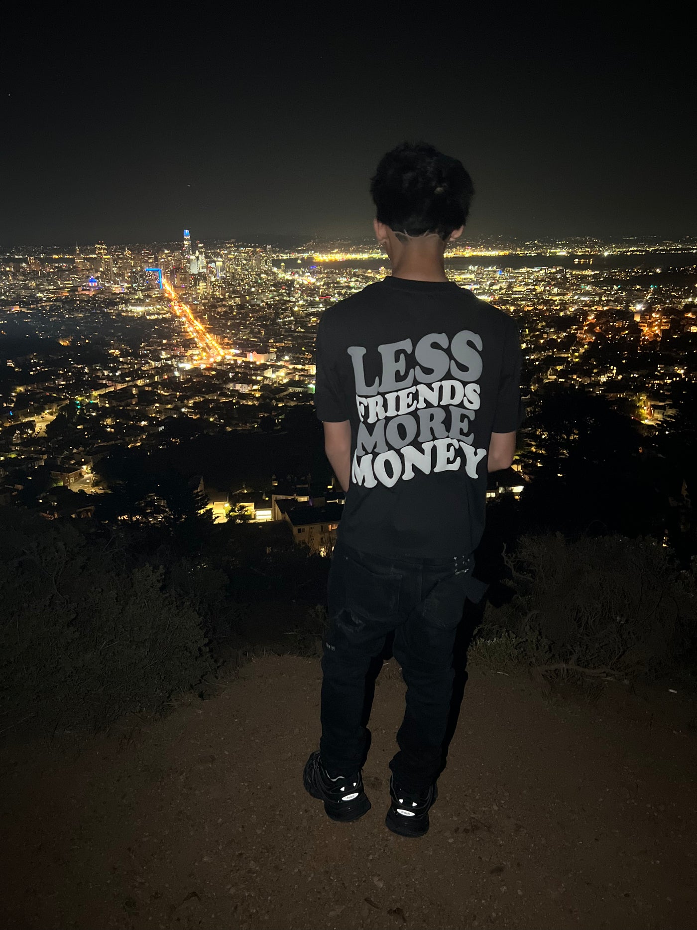 LESS FRIENDS MORE MONEY SHIRT (BLACK)